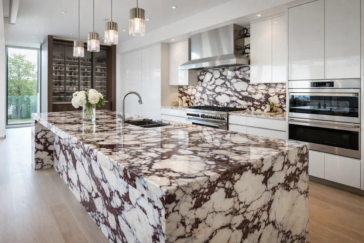 Dalle de marbre naturel avec veinage décoratif